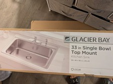 Glacier Bay Bratten 33 in. Drop in Single Bowl 18G Stainless Steel Kitchen Sink