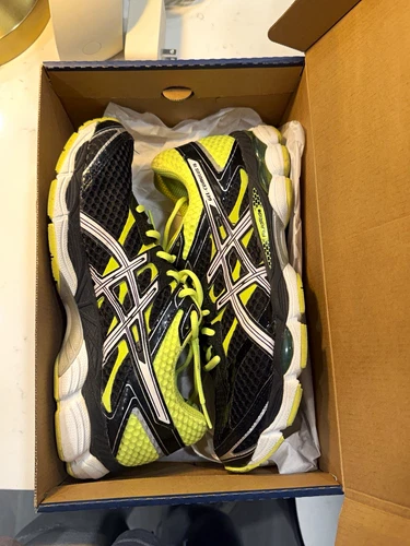 ASICS GEL-Cumulus 16 Men's Running Shoes Black/White/Yellow Lace-Up T439N