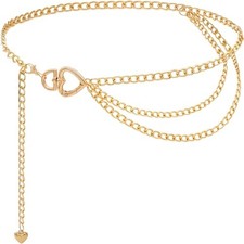 Multilayer Waist Chain Metal Chain Belt Belly Link for Dresses S: 41.3 in Gold