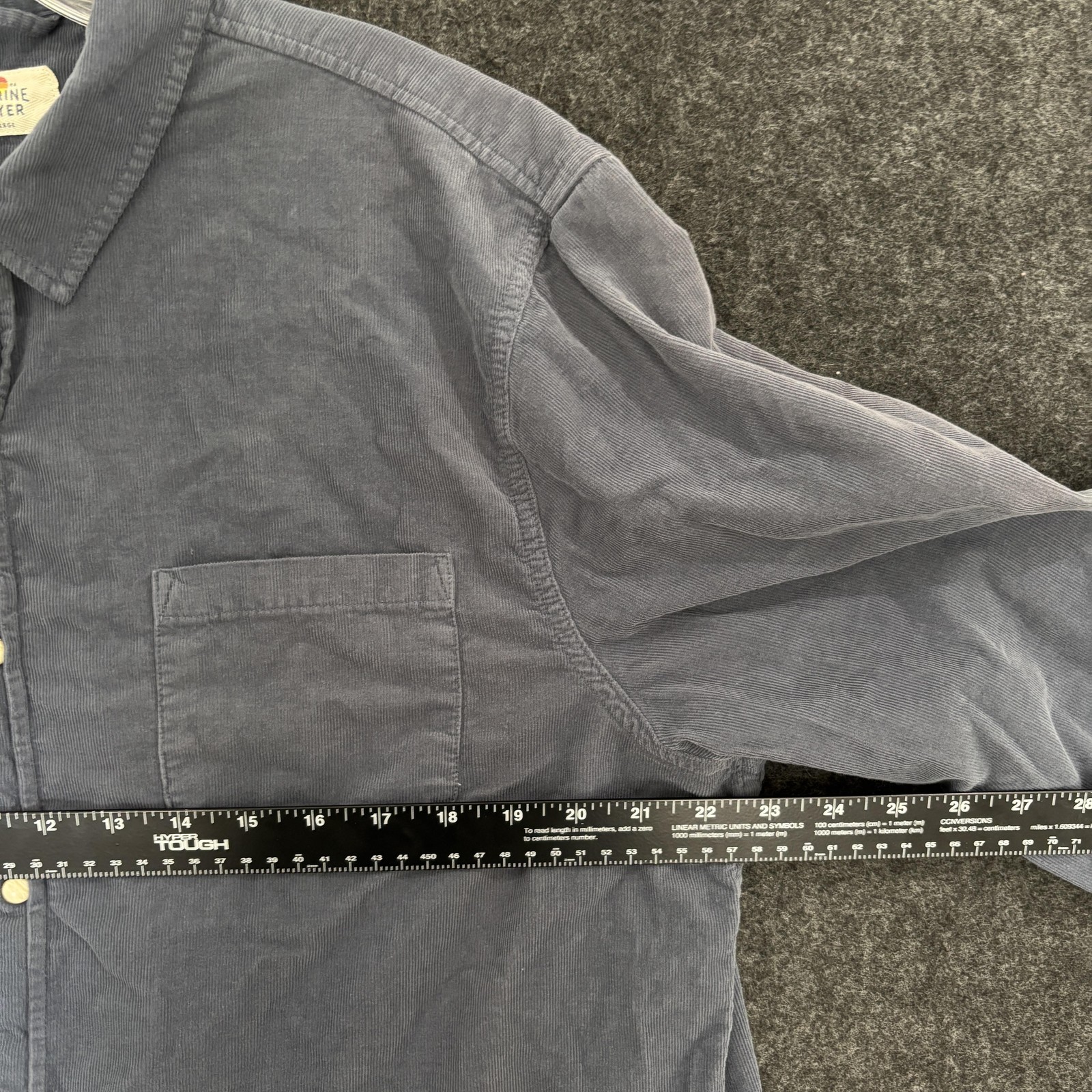 Marine Layer Shirt Men's Large Blue Corduroy Pocket Soft Casual Faded