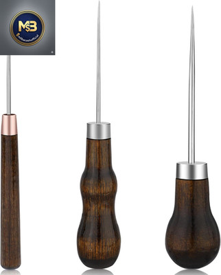 3 Pack Leather Scratch Awl Tool, Awl Tool Sewing with Gourd Shape Wooden Handle