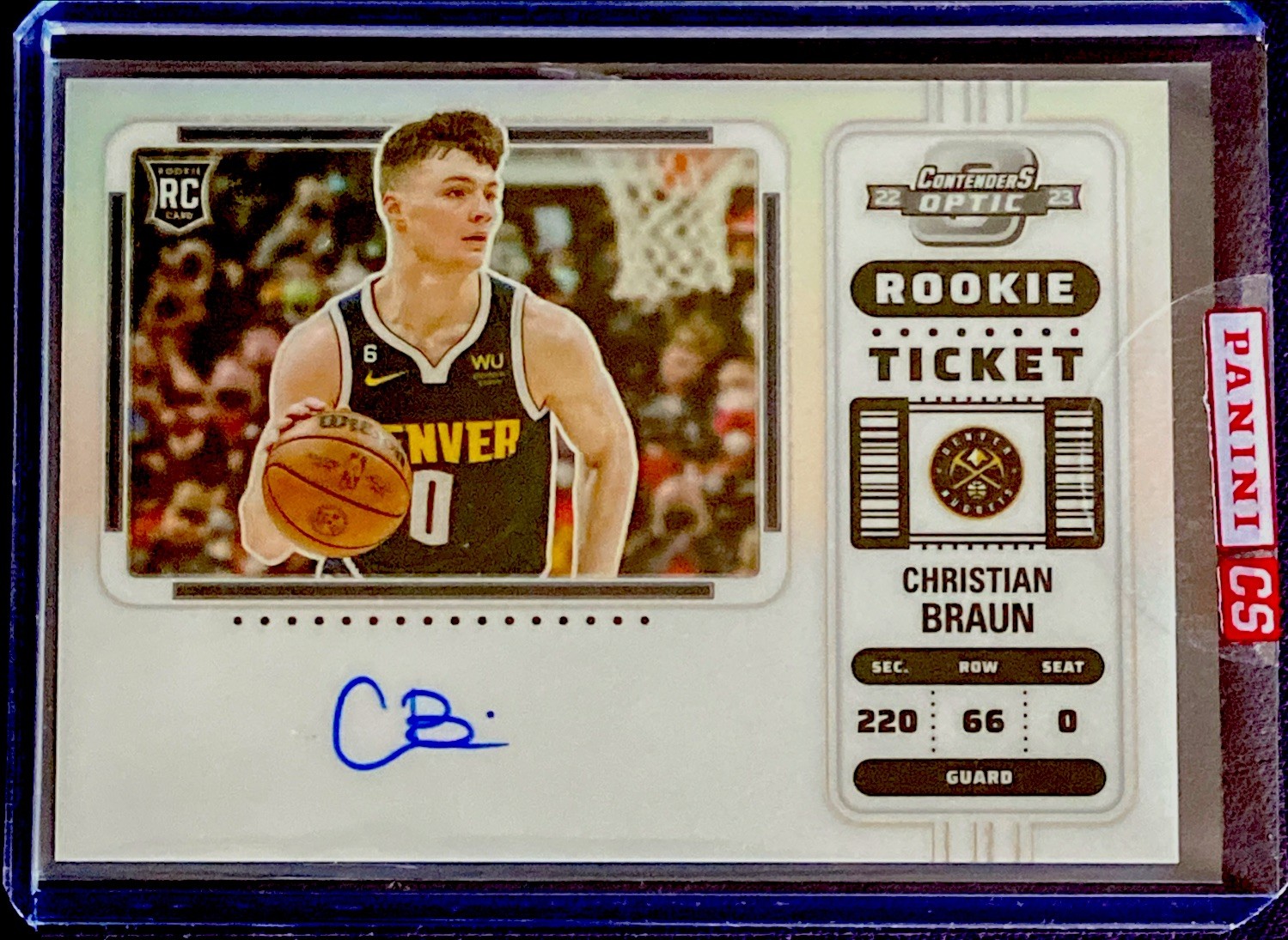 2022-23 Contenders Optic #103 CHRISTIAN BRAUN RC AUTO HOLO SILVER Denver Nuggets