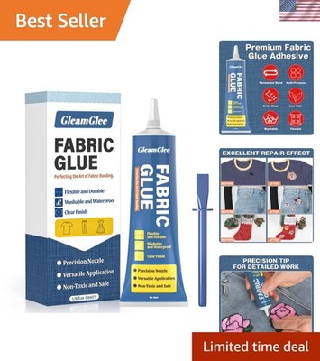 Permanent Extra Strong Clear Washable Fabric Adhesive for Clothing Repairs, P...