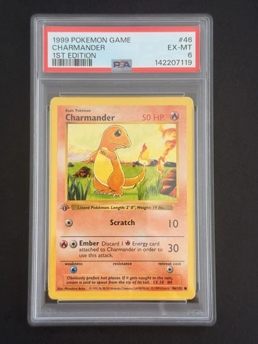 1999 Pokemon Charmander PSA 6 First 1st Edition Base Set 46/102 Card No 46 🔥