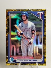 2024 Bowman Chrome Draft Yellow Lunar Refractors Paulino Santana /75 Rangers 