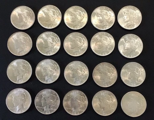Lot of 20 BU/ GEM Mixed Date Choice Silver Peace Dollars 1 Roll !