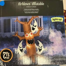Airblown Halloween Animated Light Up Tree and GHOSTS Inflatable 7" Tall