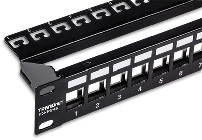 24-Port Blank Keystone Shielded 1U Patch Panel, 1U 19'' Rackmount Housing, Pro...