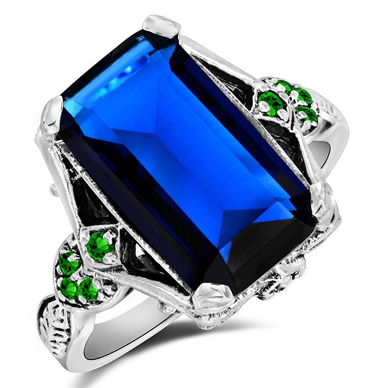 10CT Heat Treated Kyanite 925 Sterling Silver Nouveau Look Ring Sz 6 F6-5