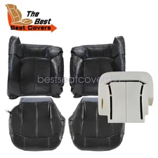 For 1999-2002 Chevy Silverado Front Top / Bottom Leather Seat Cover Dark Gray