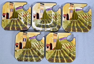 Set of (5) Carrie Olsen Garrard 7'' Square Serving Wine Plate Indian Springs