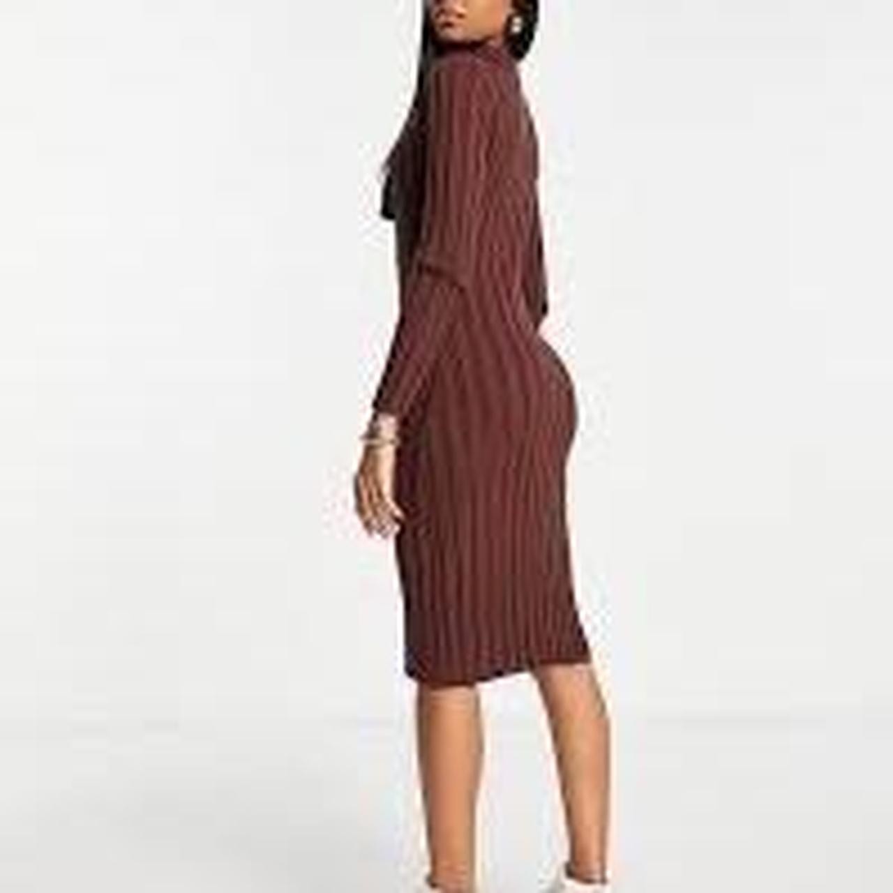 Lola May knit midi dress with cut-out detail in chocolate brown  Size 12 image 2