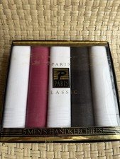 Vintage PARIS CLASSIC MEN'S 5PCS STRIPED HANDKERCHIEFS NEW IN PACK SEALED