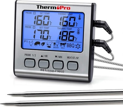 ThermoPro TP17 Digitales Grill-Thermometer Zwei Edelstahlsonden Blaue Hinter