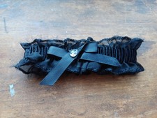 FAF Inc Vintage Black Garter With Rhinestone Center Bow