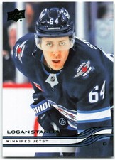 2025-26 Upper Deck Series 1 Holiday SP Green Foil #196 Logan Stanley Winnipeg