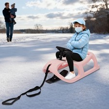 Pink Snow Sled Single Rider Winter Sleigh Outdoor Snow Sled for Toddlers  Kids