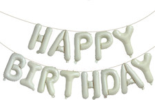 Cream White Happy Birthday Balloons Banner, 16 Inch Mylar Foil Letters Balloon S