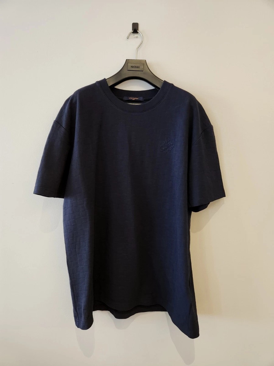 LV Louis Vuitton Damier Pattern Shirt Navy Blue Size Large