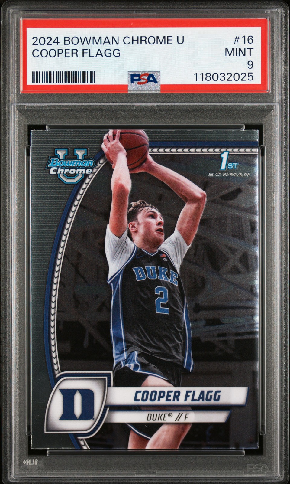 2024 Bowman Chrome University #16 Cooper Flagg PSA 9 Duke MINT