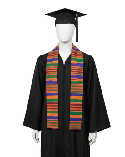 Authentic Traditional Multicolor Kente Cloth Stole, Ceremonial Handwoven Kente