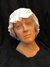 Vintage Life Size OLDER WOMAN - FEMALE WAX MANNEQUIN HEAD - Painted, Eyes, Hair