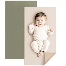 Faux Leather Baby Changing Mat Waterproof Travel Pad 30x17 in Green