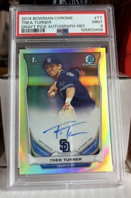 2014 Bowman Chrome Refractor Autograph Auto # BCA-TT Trea Turner PSA 9