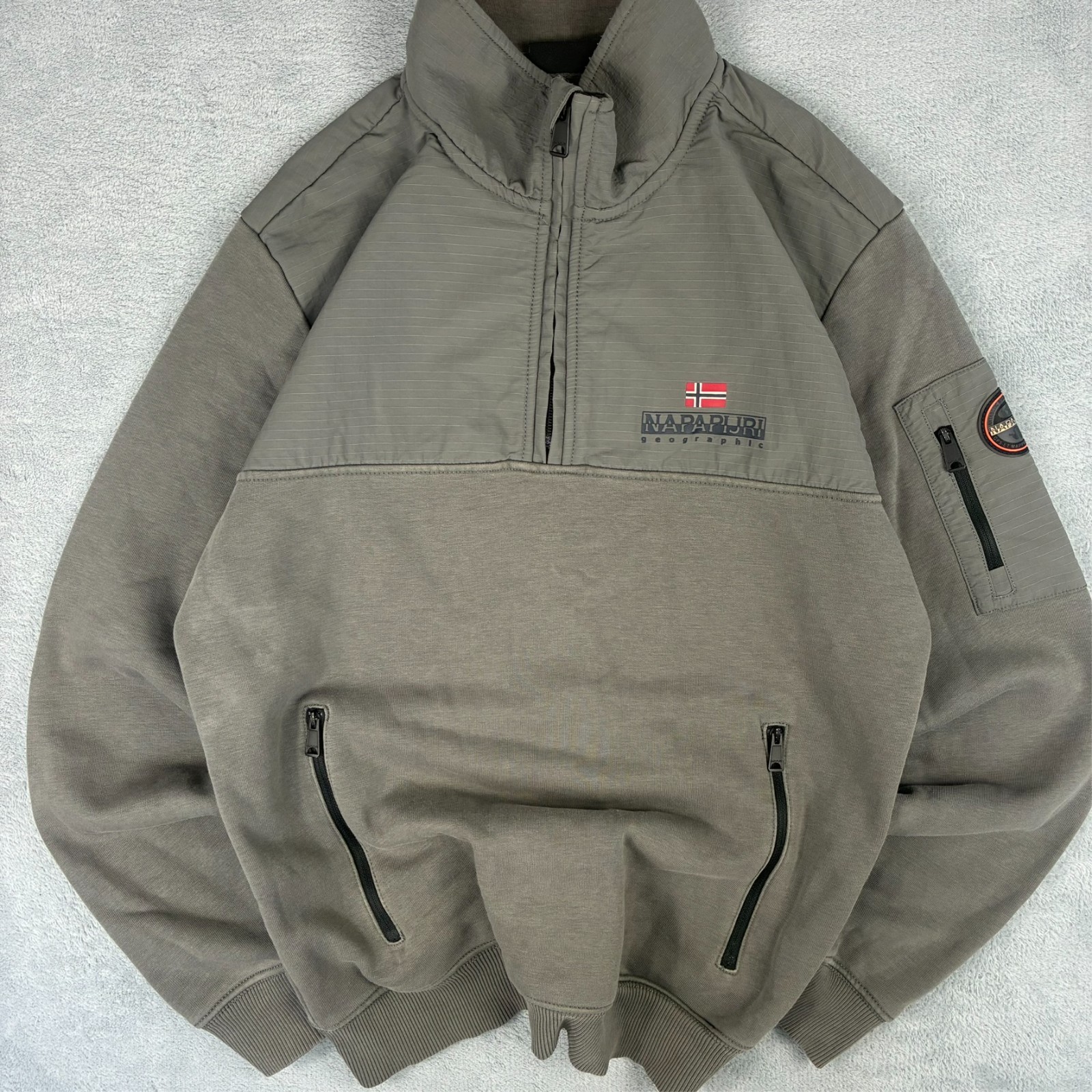 Vintage Napapijri Geographic 2000's Grey Size Small 1/4 Quarter Zip Jumper image 3