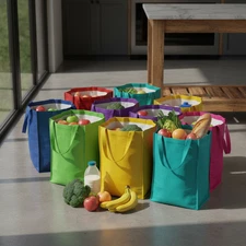 10 Pack Heavy Duty Reusable Grocery Bags - 40 Lbs Capacity Totes