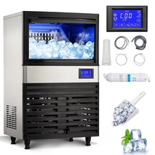Commercial Ice Maker 110lbs Stainless Steel Built-in Cube Machine Bar Restaurant