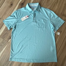 IZOD Saltwater Relaxed Classics Beach Ready Polo Shirt Mens Medium Blue