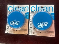 Set 2 COVERGIRL Clean Matte Pressed Powder Oil Control 535 Medium Light 0.35 oz