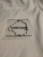 Louise Carter Gold Tone Cable Chain Bracelet w/ White Pearls, Adjustable