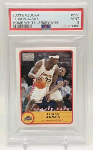 2003-04 Bazooka LeBron James Home White Jersey Rookie Card Mini RC #223 PSA 9