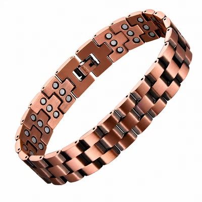 Kupfer Magnetarmband Herren 99,9% Gliederarmband Herrenarmband 22,5cm RR Fashion - Bild 1 von 4