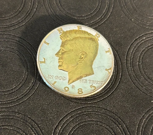 DANBURY MINT- 1985-D KENNEDY HALF UNCIRCULATED DOLLAR - GOLD AND SILVER PLATED