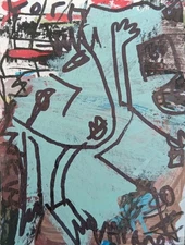  Original Ooak Aceo ATC Art Abstract  neo-expressionism Figurative Painting 