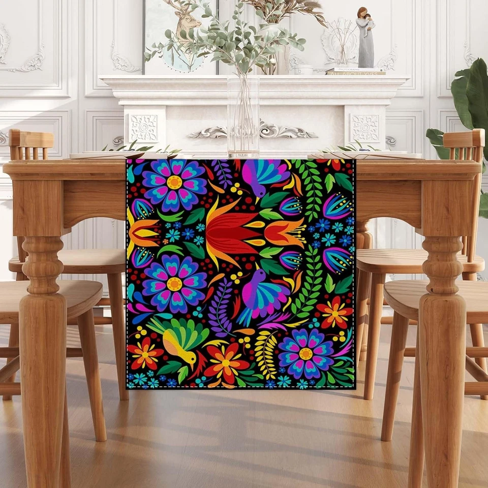 Corredor de mesa de linho festa mexicana 72 polegadas de comprimento festa mexicana temática festa - Imagem 4 de 4