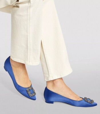 Manolo Blahnik Hangisi 25MM Embellished Satin Flats size 36 | eBay