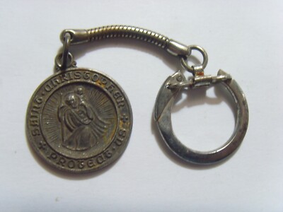 Rev. B Key vintage catholic Saint Christopher key chain to H B from Rev G H Carcic ...