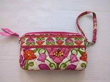 VERA BRADLEY Wristlet or Large Wallet LILLI BELL Pink Green White 7x4x1