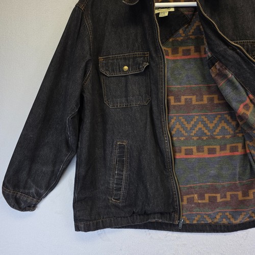 Giacca Duke Haband uomo L nero denim sud-ovest camionista grunge retrò Y2K - Foto 12 di 21