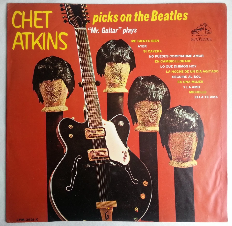 CHET ATKINS PICKS ON THE BEATLES 1966 UNIQ CVR UNIQ ERROR MEGARARE CHILEAN PRESS - Image 2 of 4