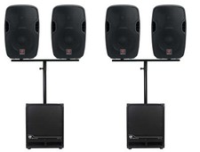 Rockville DJ Package w/ 4 10" Active Speakers Mounts 2 12" Powered Subwoofers