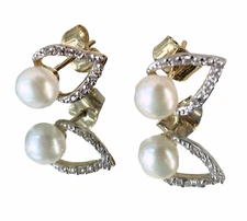 Aretes De Gota Con Perla Broche Mariposa Oro 10 Quilates 10k