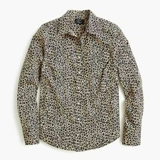 J Crew K2528 NWT Size 4 Woman's Slim Stretch Perfect Shirt Leopard Animal Print