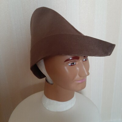 Brauner spitzer Mittelalter Bogenschütze Hut Robin Hood Bauernkostüm neu