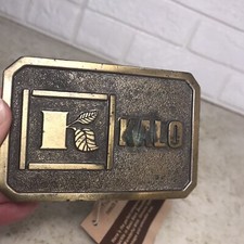 Vtg Lewis Belt Buckle Kalo Labs Advertising Agricultural Farming USA Gold Tone