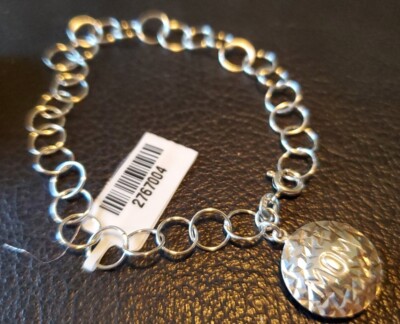 Sterling Silver Best Mom Charm with Polished Charm Bracelet♡ stamped 925  w/pouch